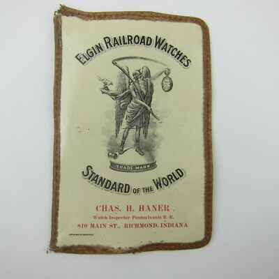 Elgin Railroad Watch Inspector Charles Haner Badge Richmond Indiana Antique RARE