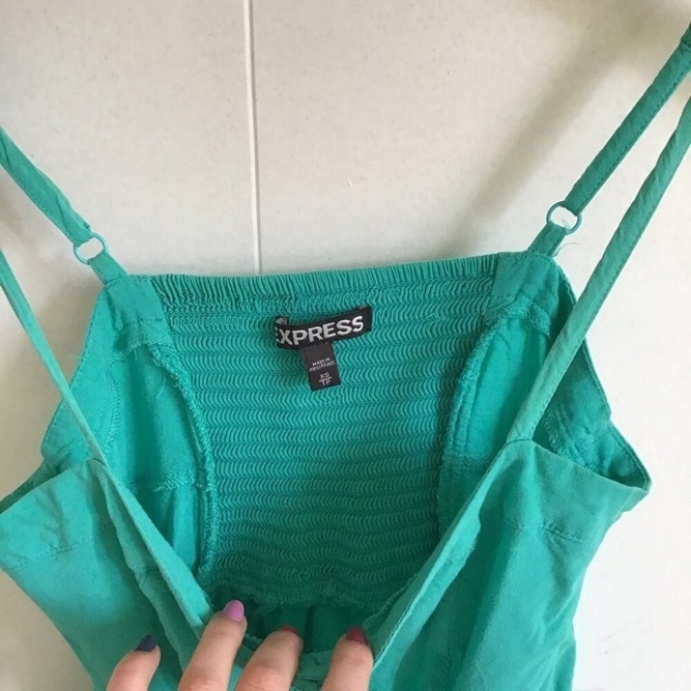 Express Green Mint  Button Spaghetti Strap Mini D… - image 3