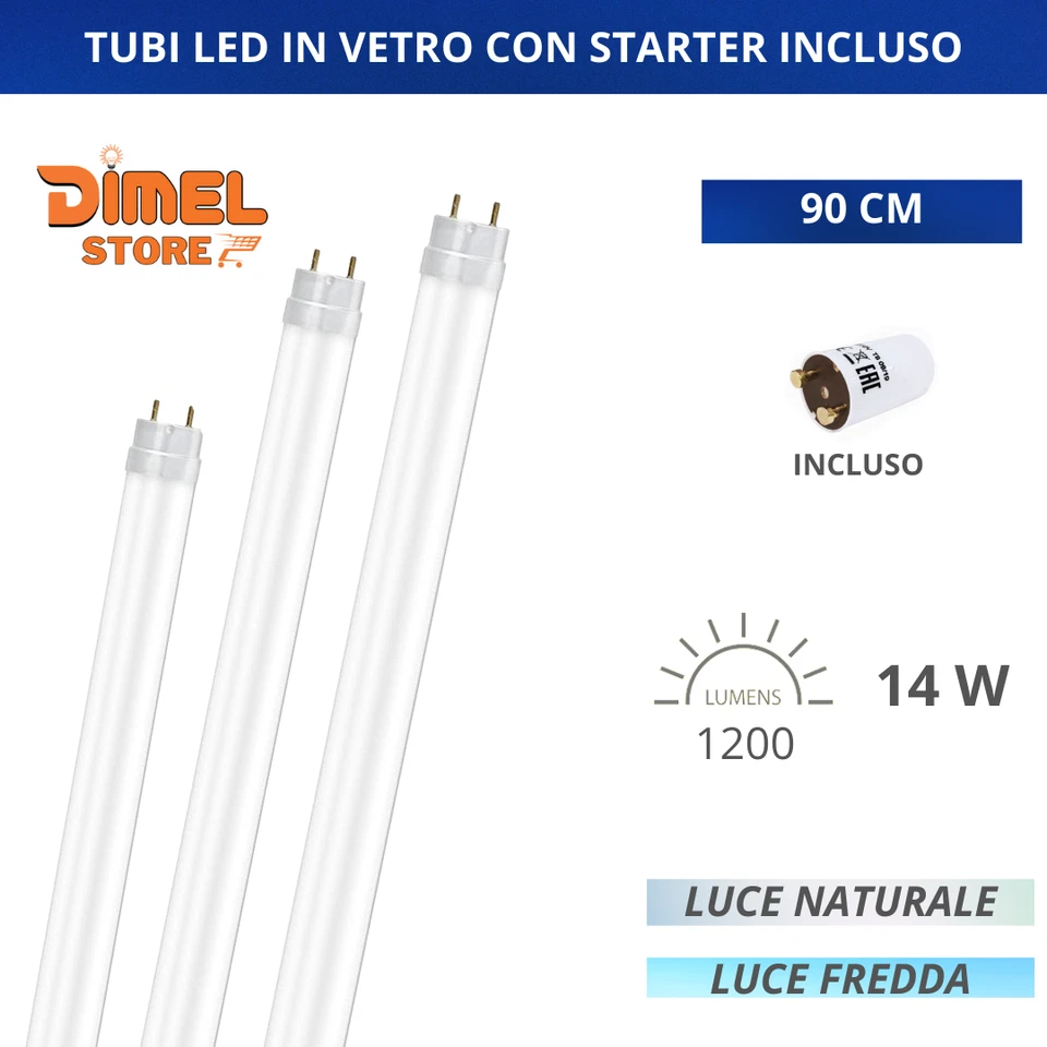 TUBO NEON LED TUBO G13 T8 60 90 120 150 cm LUCE CALDA NATURALE FREDDA - Image 3 of 4
