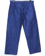 French Vintage 1960s Blue Indigo Moleskin Work Peasant Pants W33 Made in France