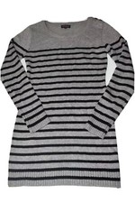 SPICY SUGAR Women’s Bodycon Sweater Dress Size M Striped Gray Long Sleeves EUC