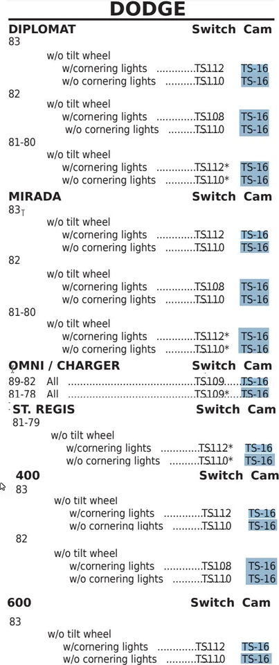 Dodge без наклона подходит для многих 1970-84 новый поворотник ремонт кулачок TS16 (см. описание) - Изображение 3 из 4