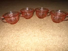 Set of 4 Federal Glass Company Pink Sharon Cabbage Rose Cup coffee punch