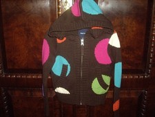 NWT/NWOT Girls XS 4-5 Baby Gap Hooded Brown Sweater Large Dots Zip Close TWINS