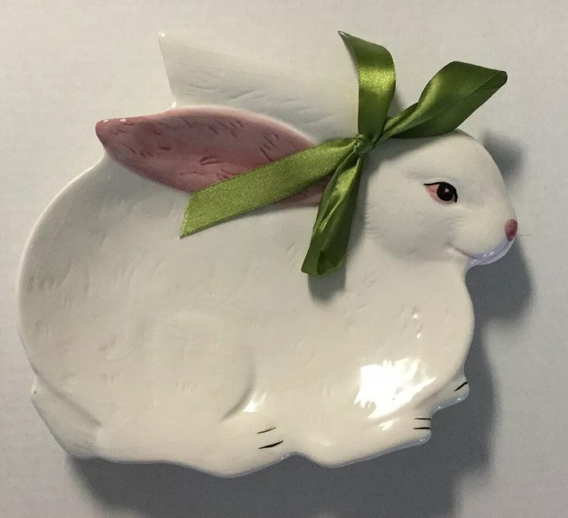 Easter Rabbit Bunny shaped PlateServing Dishlike Palm Tree Co. eBay