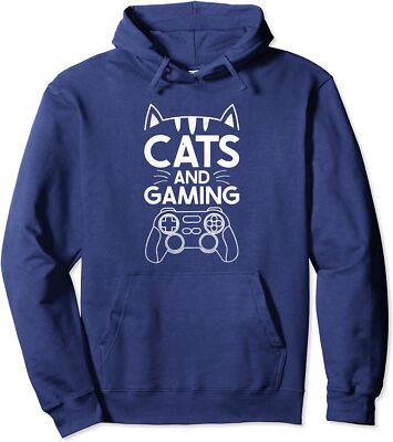 Cats And Gaming Funny Cat Lover Gaming Gift Gamer Unisex Hooded Sweatshirt