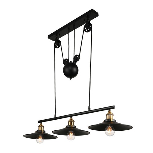 Industrial Kitchen Island Light Modern 3-Heads Hanging Ceiling Light Band Pulley - Picture 6 of 8