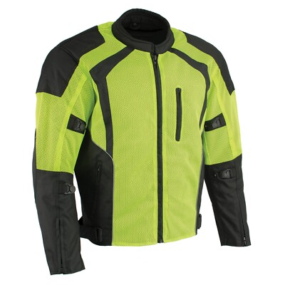 Milwaukee Leather MPM1793 Men's Armored Green High Vis Mesh Racer Jacket