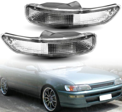For 1993-1997 Toyota Corolla Clear Chrome Front Bumper Light Lamp Left+Right Set
