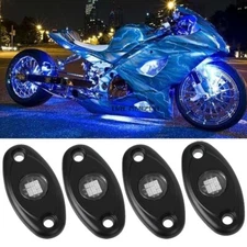 4 Pods Motorcycle Blue LED Rock Light Glow Neon Light Kit For Suzuki GSX1300R