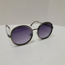 Lucky Brand Womens Oversized Round Grey Gun Metal Sunglasses, Bristol, Purple