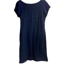 Lauren Ralph Lauren Navy Blue Dress Cotton Short Sleeve Medium