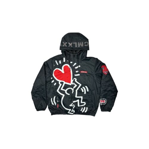 Keith Haring x Members Only Jacket Mens Large Black Hooded Graphic Print - Picture 1 of 8