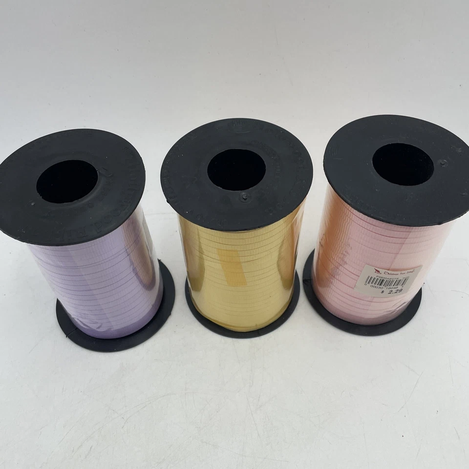 3 Rolls 3/8" x 250 yd Curling Ribbon Pink Hollywood Ribbon Easter USA NOS - Image 2 of 4