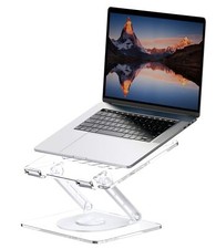 Acrylic Laptop Stand for Desk with 360 Rotating Base Ergonimic Foldable Clear...