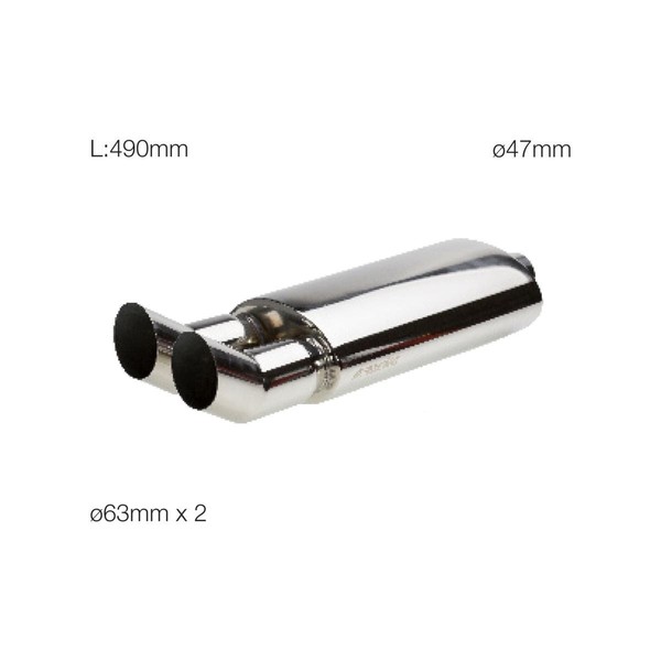Simoni Racing Doppia Auspuffanlage Edelstahl Rund ESR654, Hinten, Silber-image