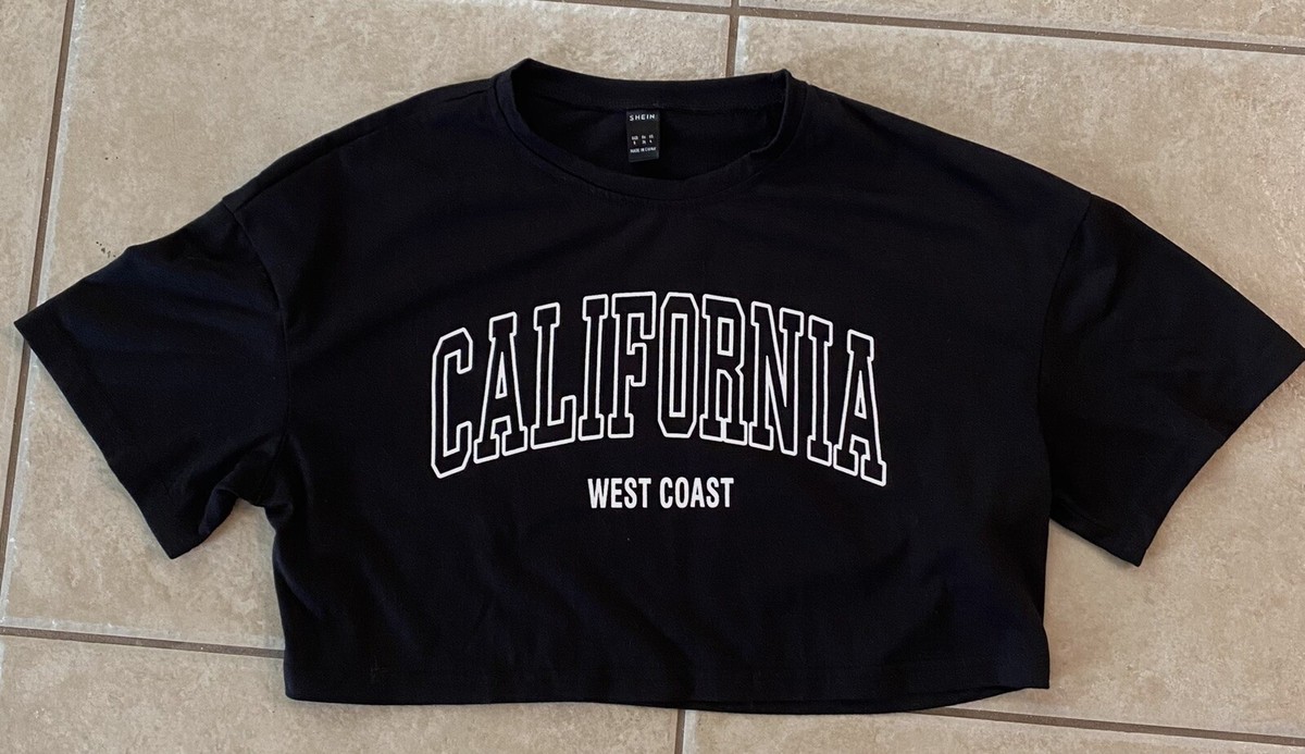 Shein Crop Top California West Coast Black Womens Size SMALL NWOT