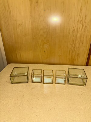 Clear cube glass storage boxes lot of 5