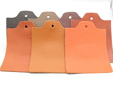 7 x Leather Sofa Swatch Pieces - Orange to Brown 11cm x 10cm
