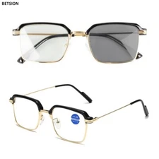 Transition Photochromic Reading Glasses Blue Light Blocking Square UV Resistant