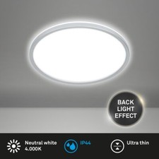 Bathroom Ceiling Light LED 18W Round Bath Lamp Panel 2400lm 4000K IP44 Chrome