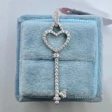 0.30Ct Round Cut Moissanite Men's Key Religious Pendant 14K White Gold Plated