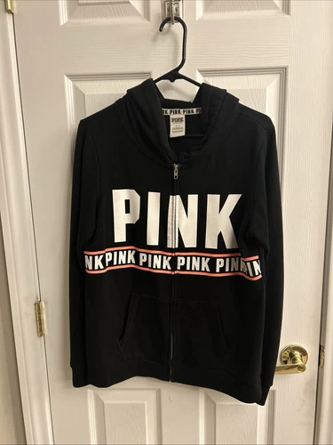 UNDERCOVER Felpa donna ROSA Victoria's Secret piccola nera full zip cappuccio nero corallo
