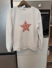 Janina Teddy Pullover Weiß Rosa Stern Gr. M ...