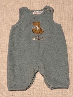 VTG Miniwear Classics 0/3 Months fleece overalls bear  I love my toys 