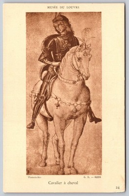Louvre Museum Pinturicchio Cavalier à Cheval Knight Art Postcard c1910 F418