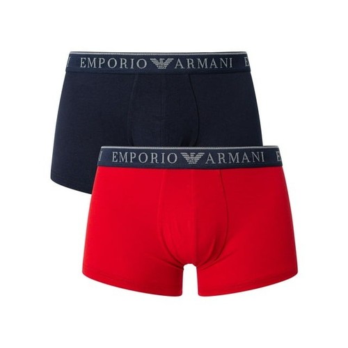 Emporio Armani Mens Regular fit 2 Pack Trunks Underwear Small Black Red Solid