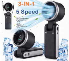 Portable Handheld Turbo Fan, 5-Speed Rechargeable Mini Fan with LED Display