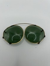 Vintage Aviator Green Lens Clip-On Sunglasses Goldtone Metal