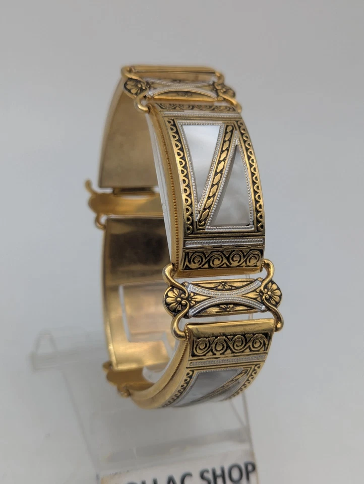 Bracelet Fantaisie Vintage, Doré, Nacré, Damasquiné, Tolède? - Photo 3/4