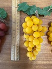 4 faux grape clusters 7" yellow red w/leaves, dining fruit art, MCM winery decor — photo 9