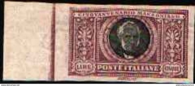 74525) 1923 manzoni 5 lire not serrated new certificate enzo diena-MLH*