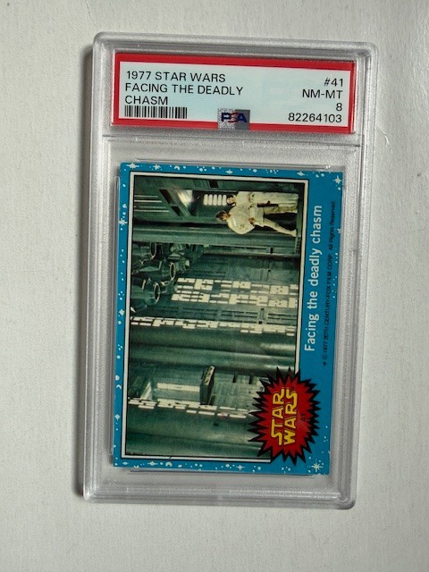 1977 Star Wars Topps #41 Series 1 Blue Facing the Deadly Chasm NM/MT PSA 8