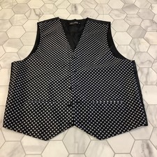 Umo Lorenzo Men's Regular Size M Black Silver Geometric Pattern Formal Vest
