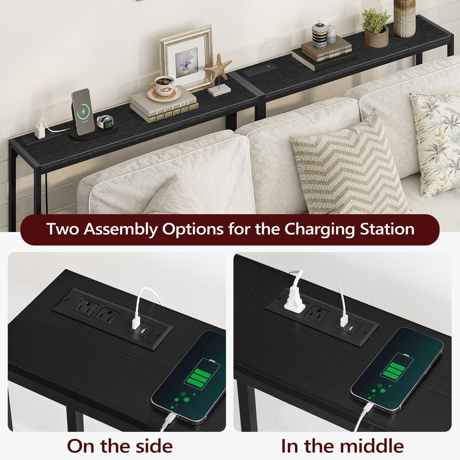 MAHANCRIS Console Table, 2 Pack Narrow Sofa Table, 43.3” Entrance Table with ...