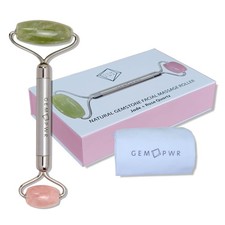 Rose Quartz  Jade Roller for and Neck Massage, Dual Gemstones with Durable S...