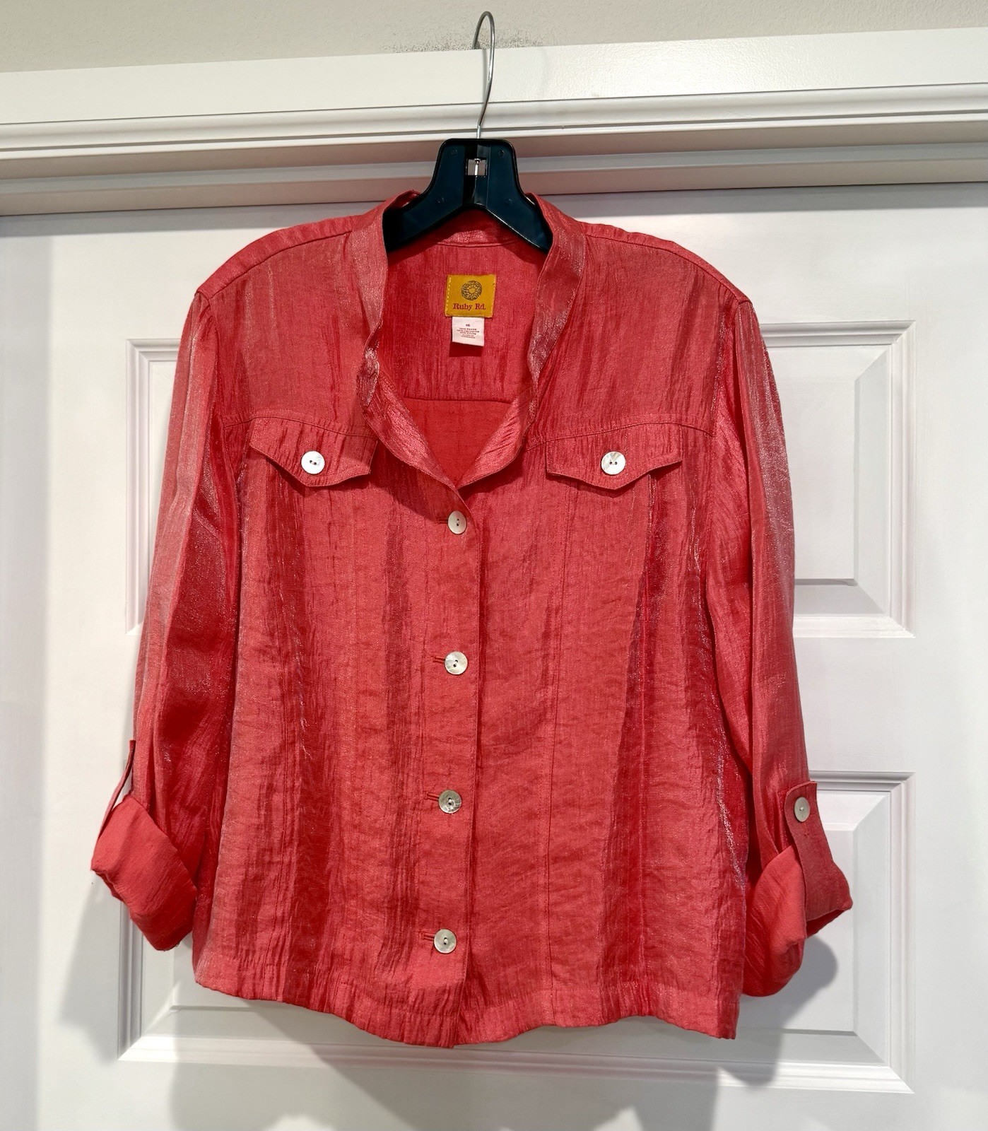 Ruby Rd Women’s Size 16 Top Jacket Button Coral S… - image 1