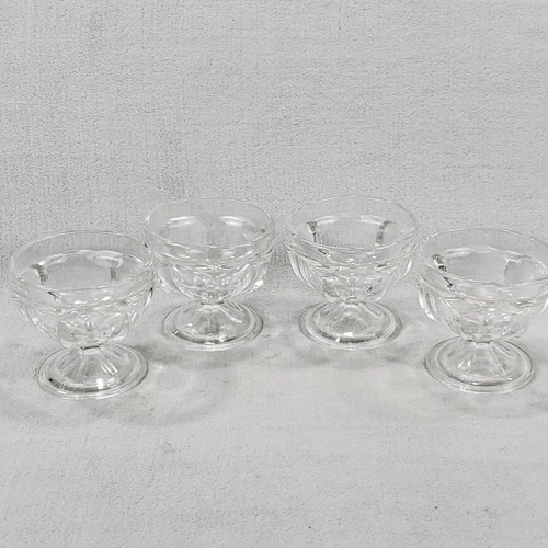 4 Vintage Federal Sherbet Glasses Low Footed Pedestal Clear Ice Cream Desserts