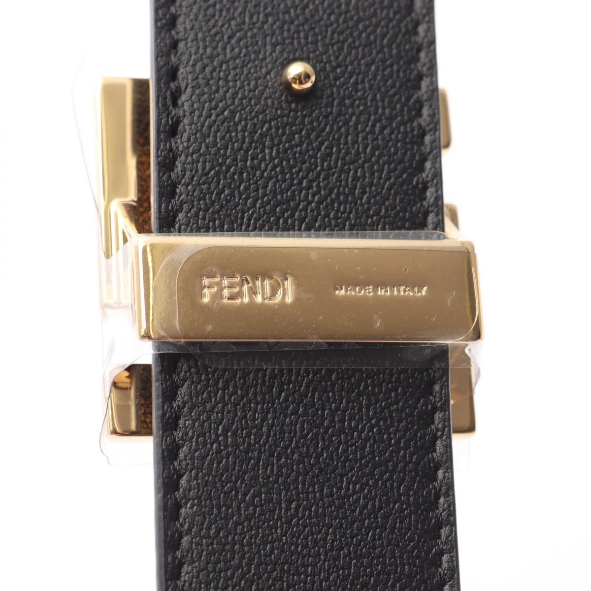 FENDI FF logo buckle belt 7C0424AGR9F18I090 leather Black Brown