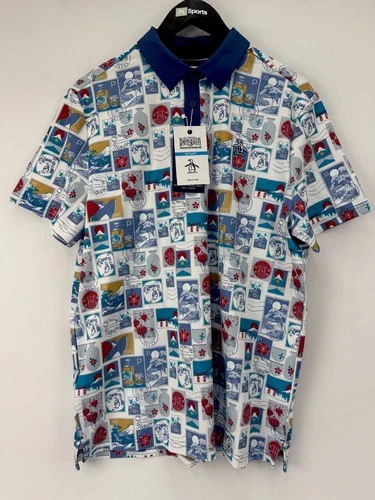 Original Penguin Mens Bright White Golf Polo Shirt Size Small /35286