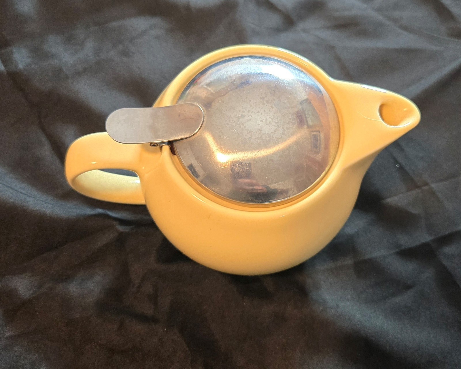 Vintage ZERO JAPAN UNIVERSAL Personal Size Ceramic Teapot w/ Stainless Steel Lid