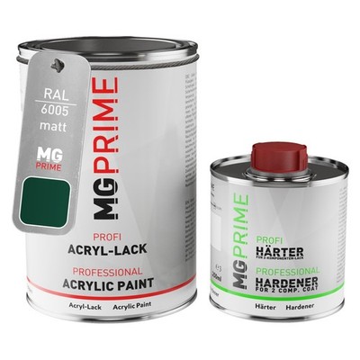RAL 6005 Moosgrün Moss green matt Acryl Lack 1,5 Liter 1500 ml Dose inkl. Härter