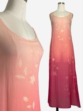 Vintage Y2K Jones NY pink orange ombre silk floral sheer maxi dress whimsical S