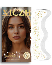 Gold Glitter Freckles Temporary Face Tattoos - 10 Pcs for Festivals and Events