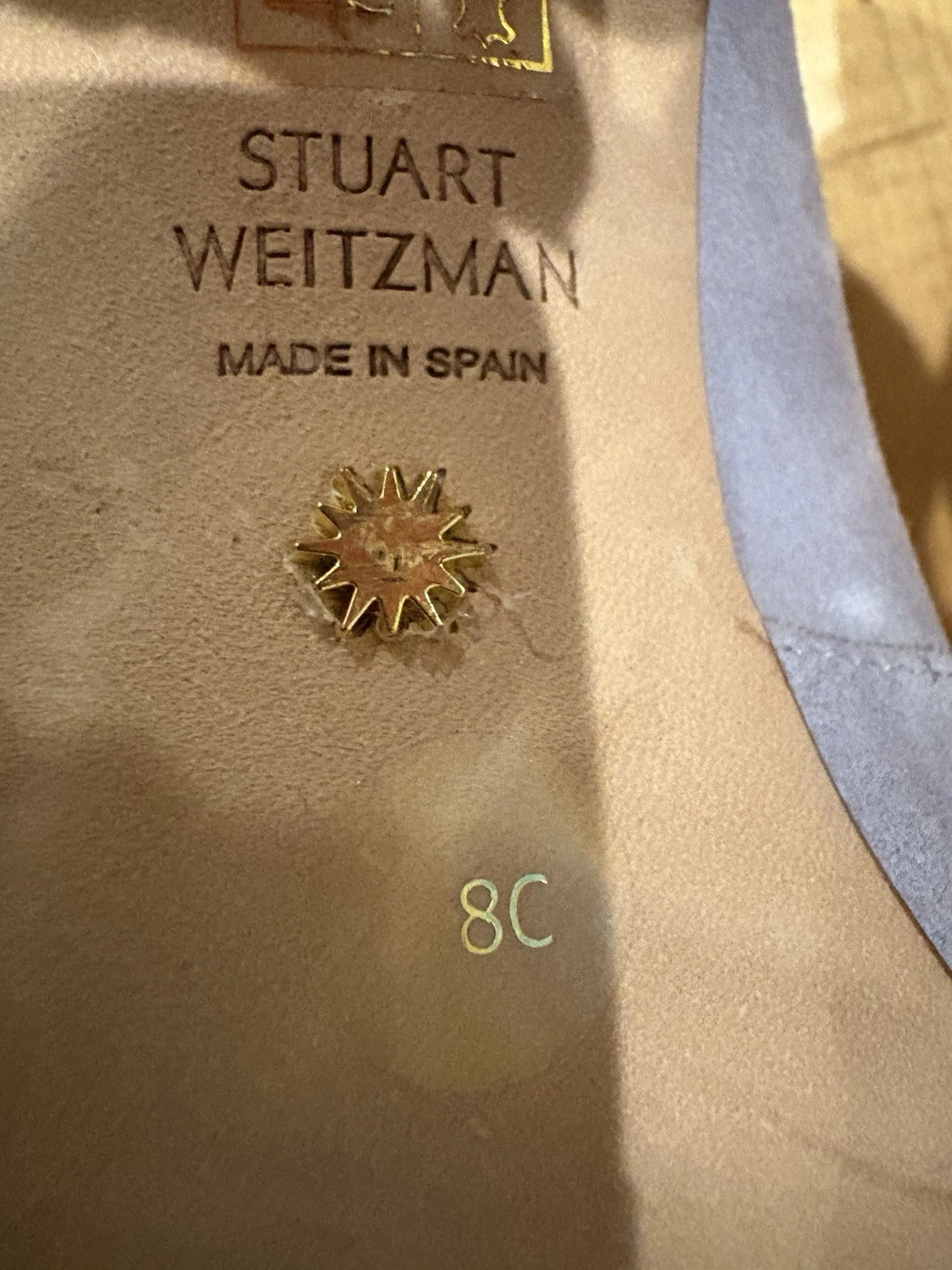 Stuart Weitzman suede pull on ankle boots booties sz 8C dove gray blue heel