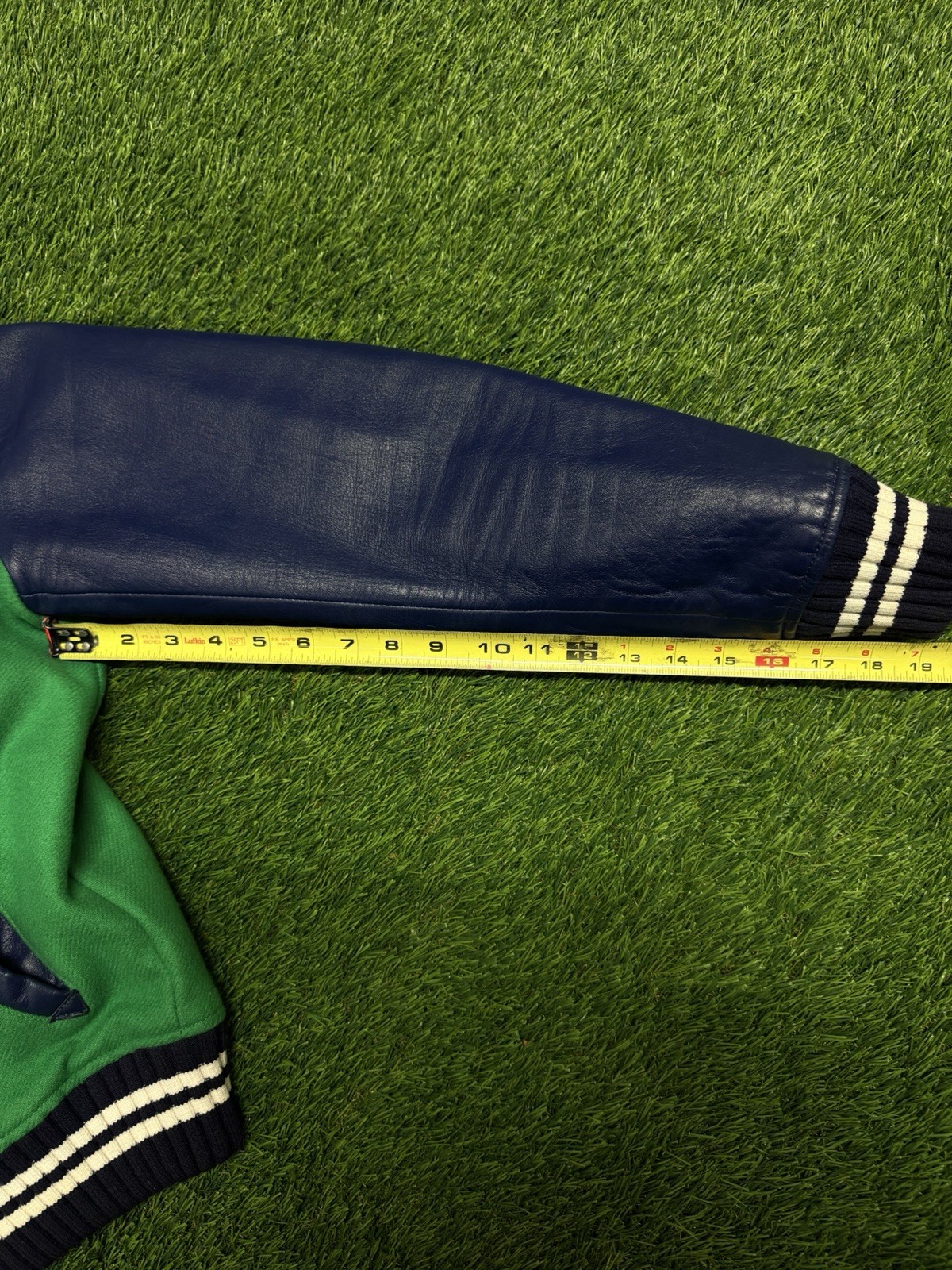 OFF WHITE Eagle Varsity Jacket Green & Blue Size … - image 12